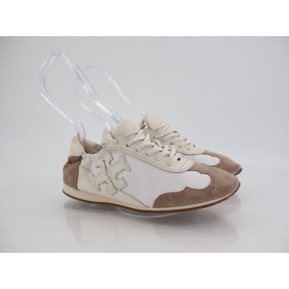 Tory Burch White and Tan Athletic Shoes